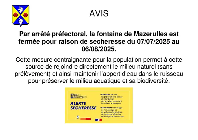 Fermeture de la Fontaine